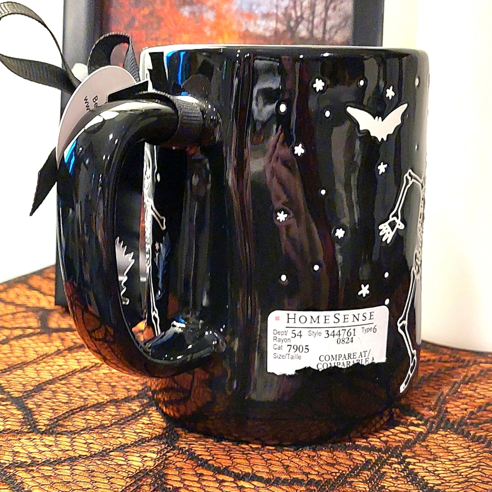 Rae Dunn Spooktacular "Bone To Be Wild" Dancing Skeletons Glossy Finish Mug NWT - Picture 5 of 8